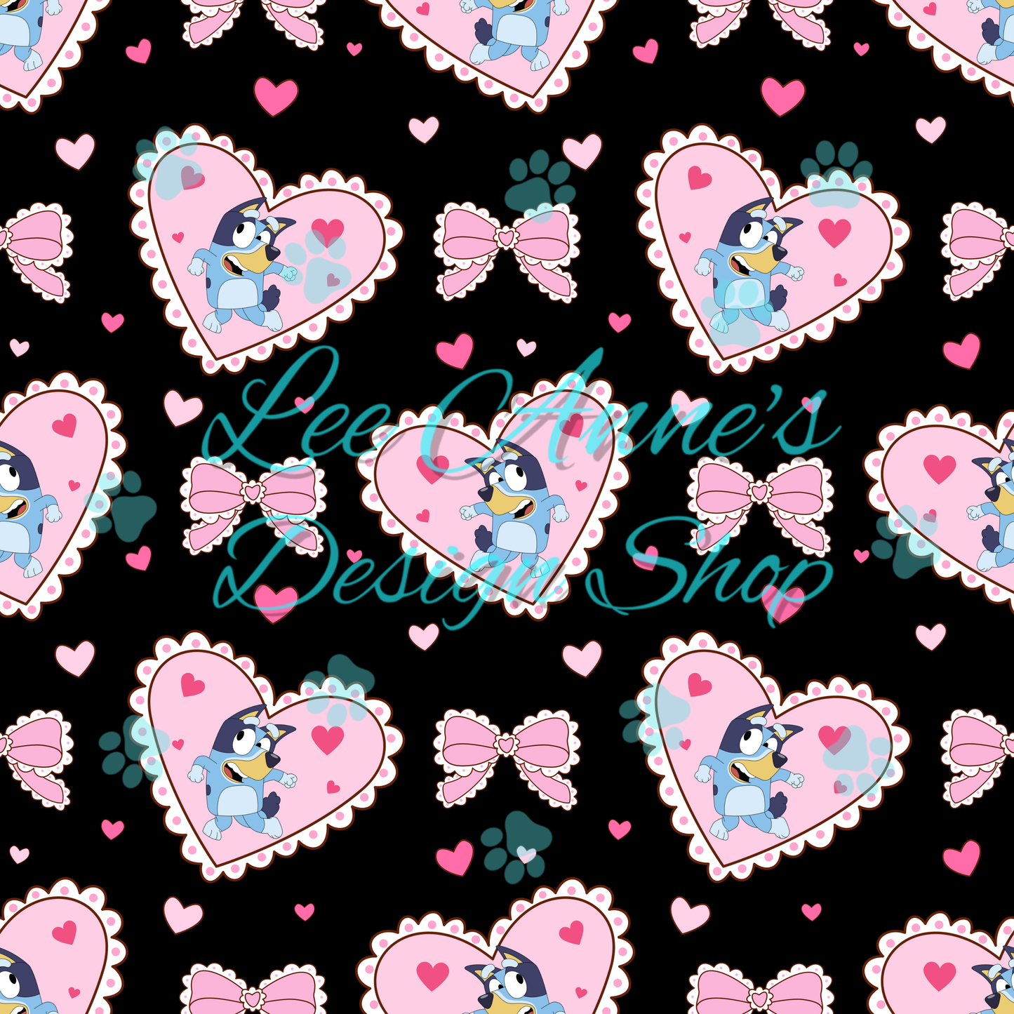 Blue Dog Valentines Seamless