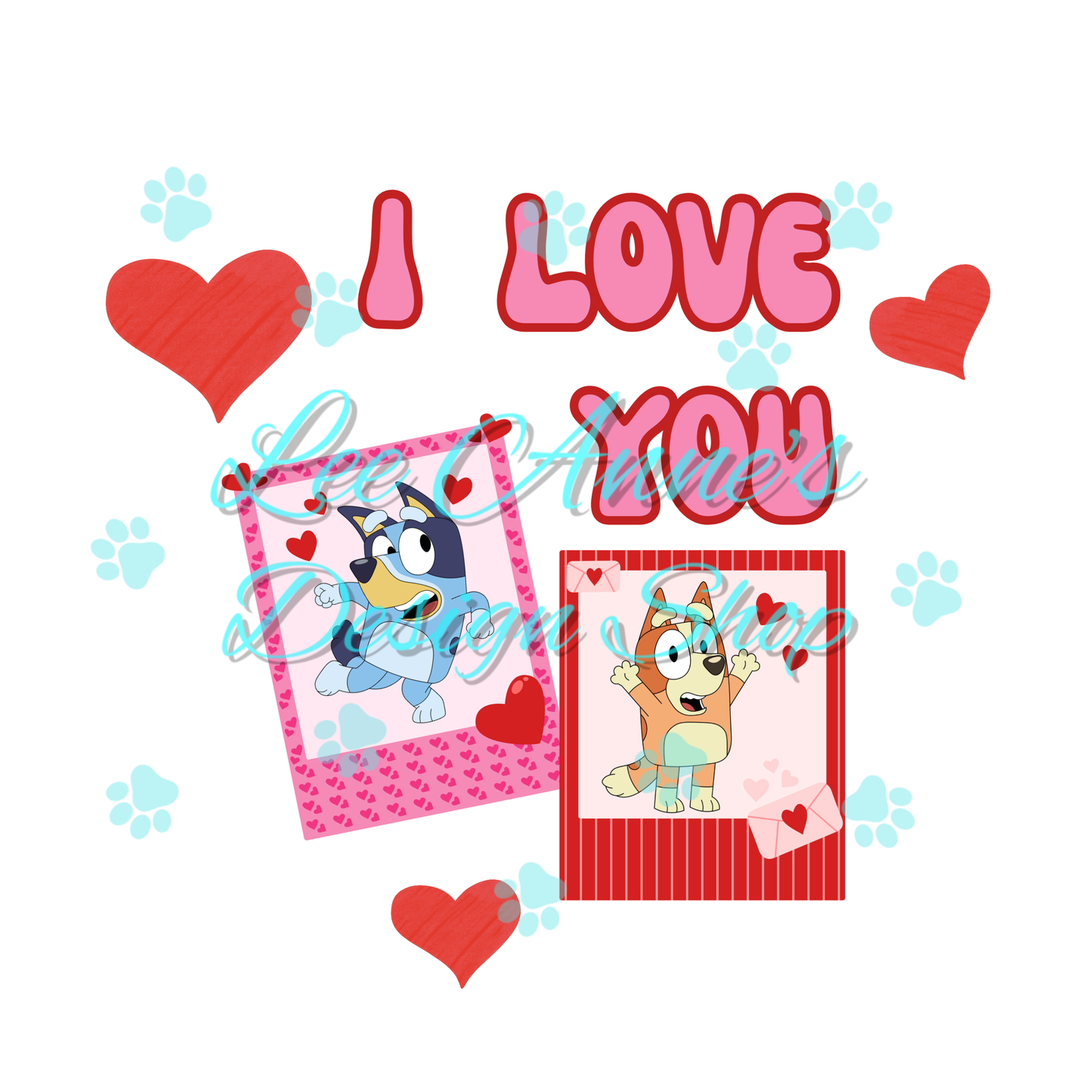 Blue Dog Valentines Sublimation