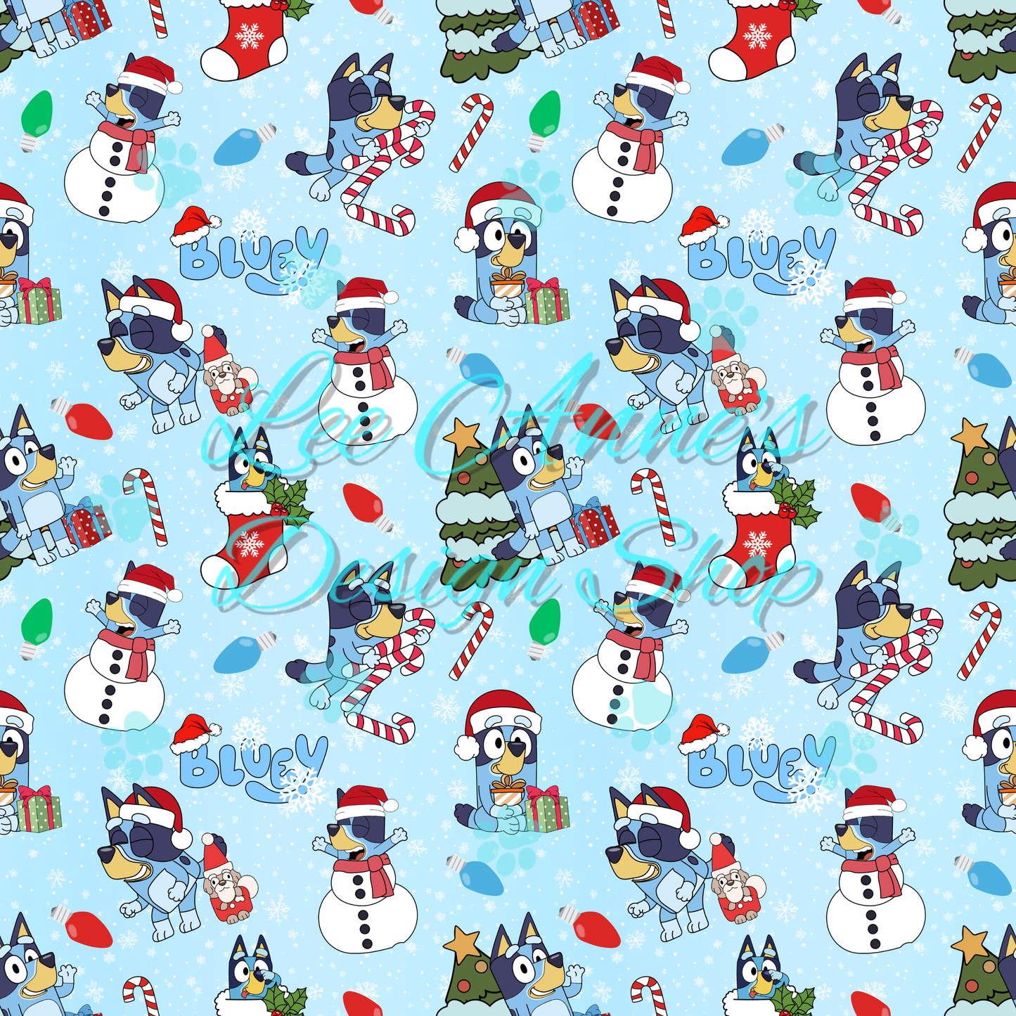Blue dog Christmas Seamless