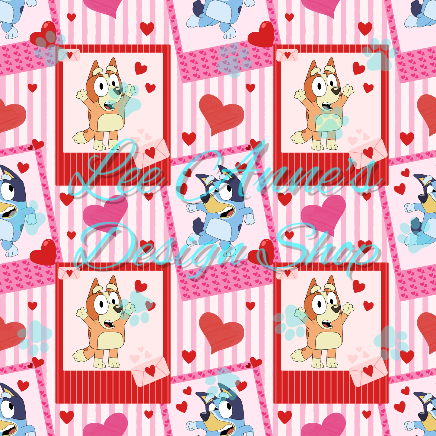 Blue Dog Valentines Seamless