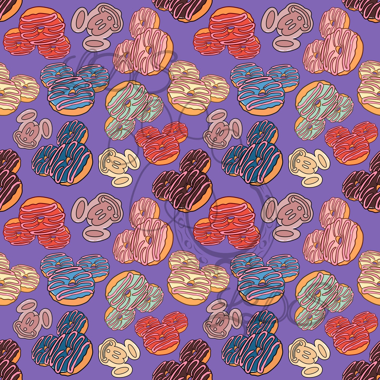 Seamless pattern, Mouse ears donuts, donuts cartoon, magical donuts, magic kingdom donuts pattern