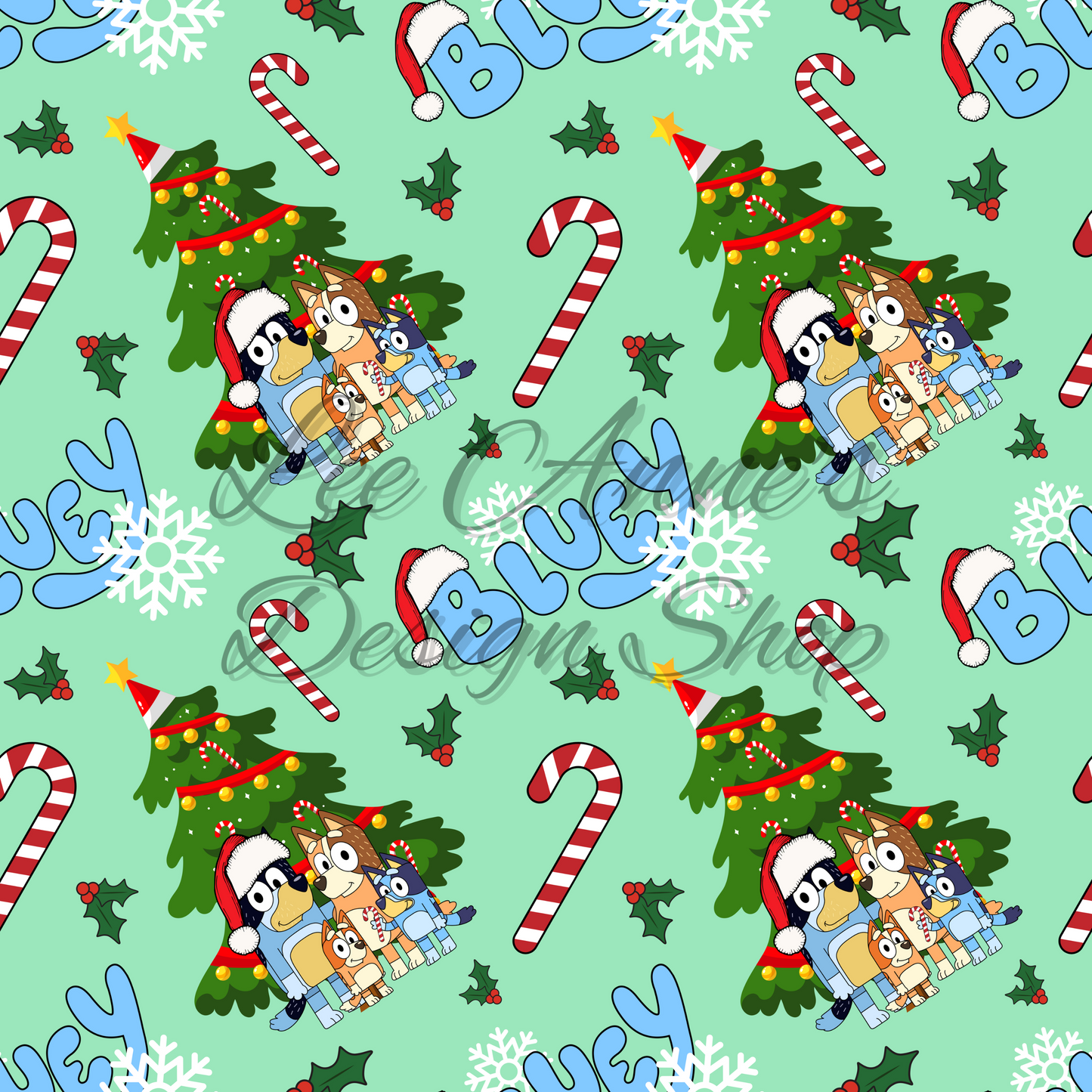 Blue dog Christmas Seamless