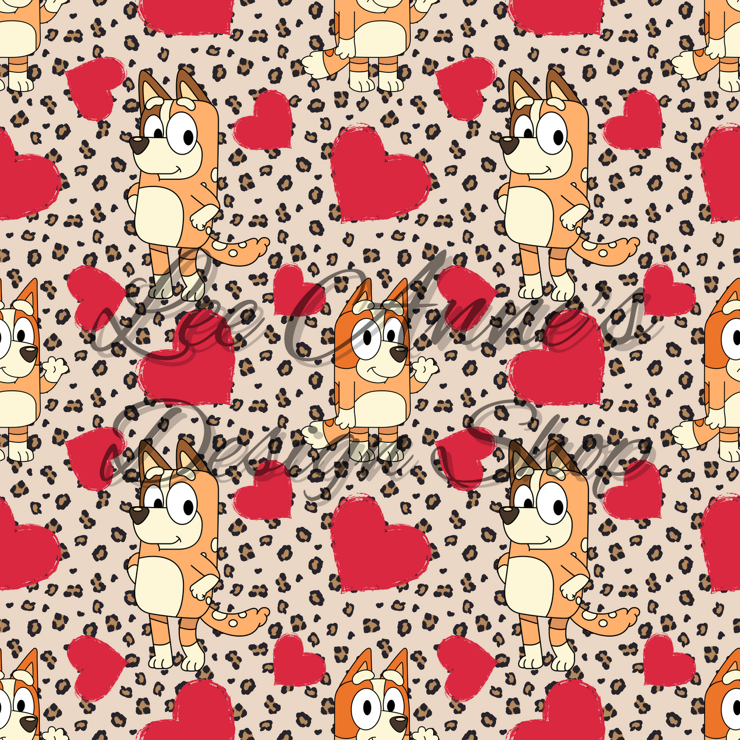 Blue Dog Valentines Seamless