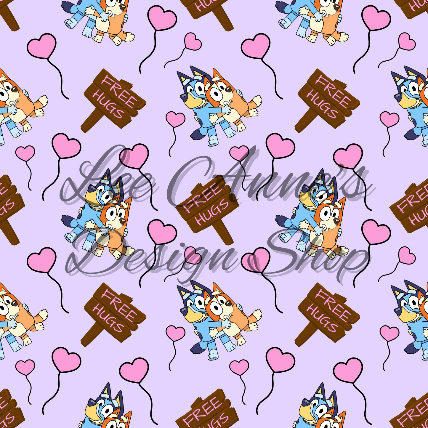 Blue Dog Valentines Seamless