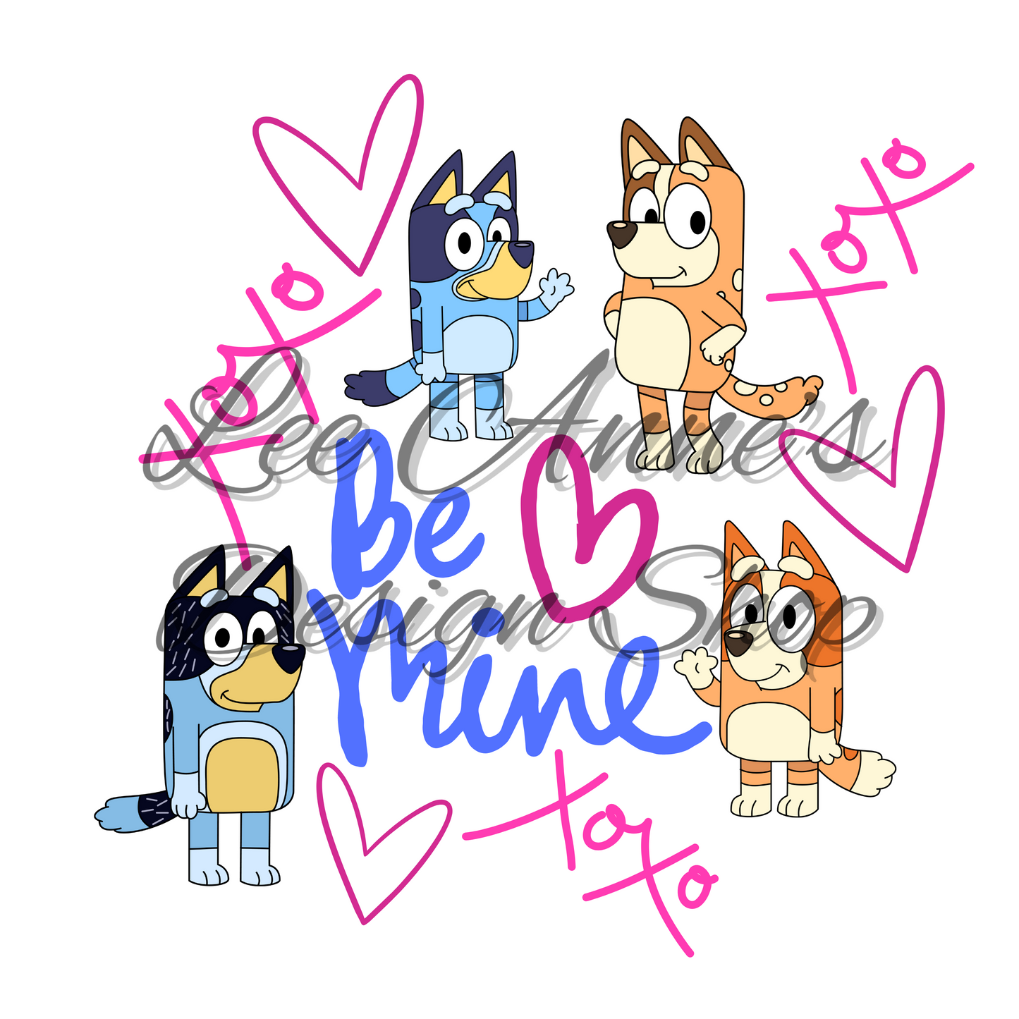 Blue Dog Valentines Sublimation