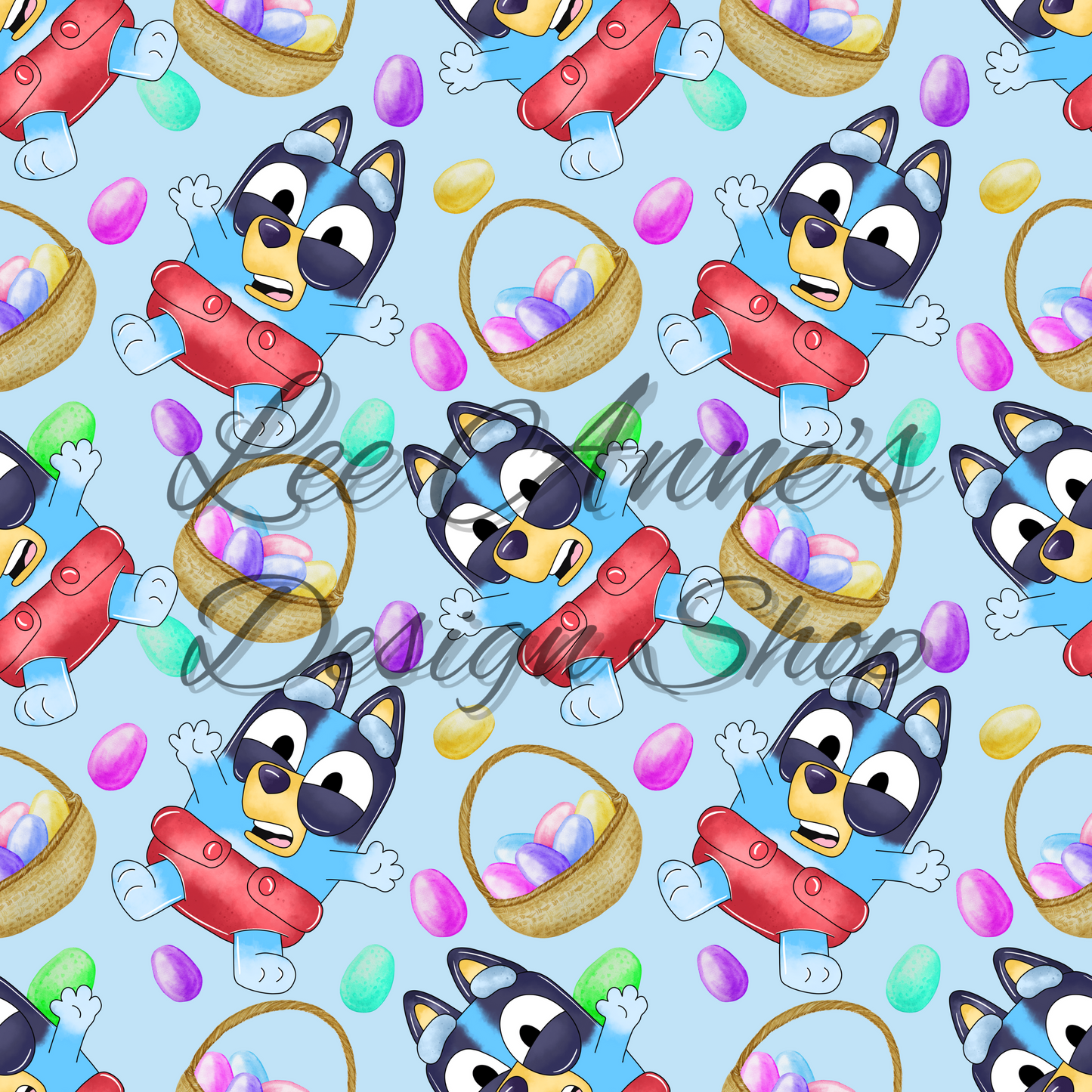 Blue Dog Easter Seamless