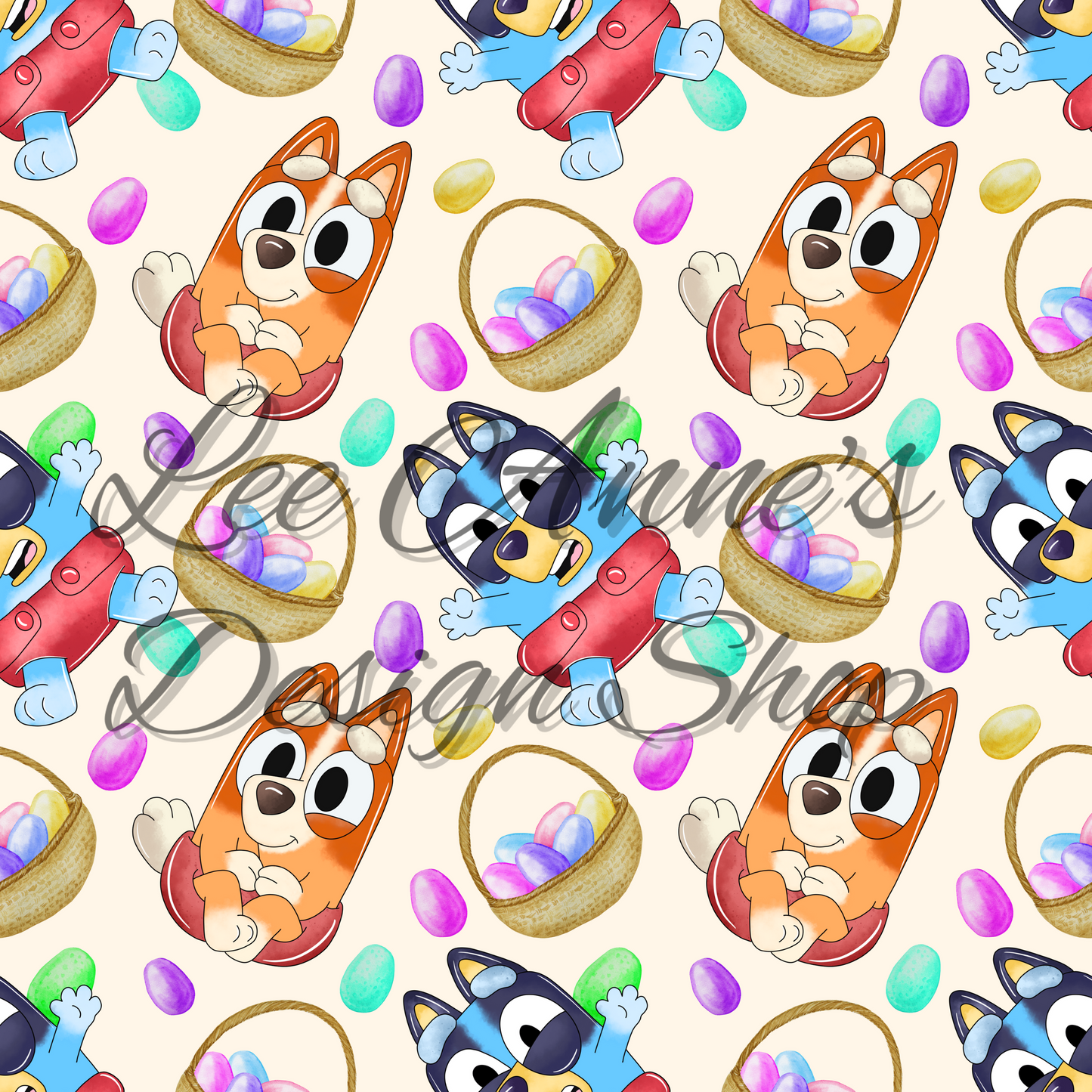Blue Dog Easter Seamless