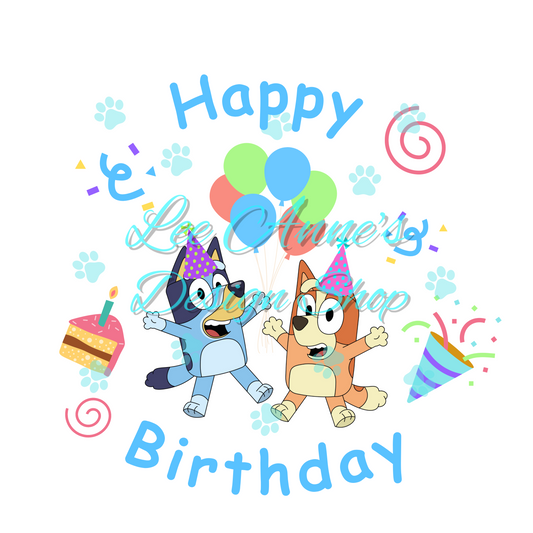 Blue Dog Birthday Sublimation