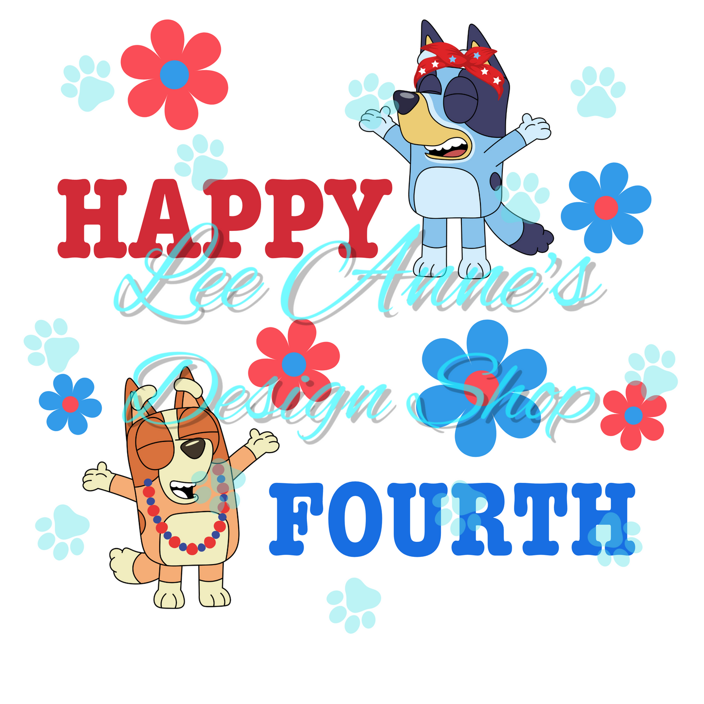 Blue dog Fourth July Sublimation