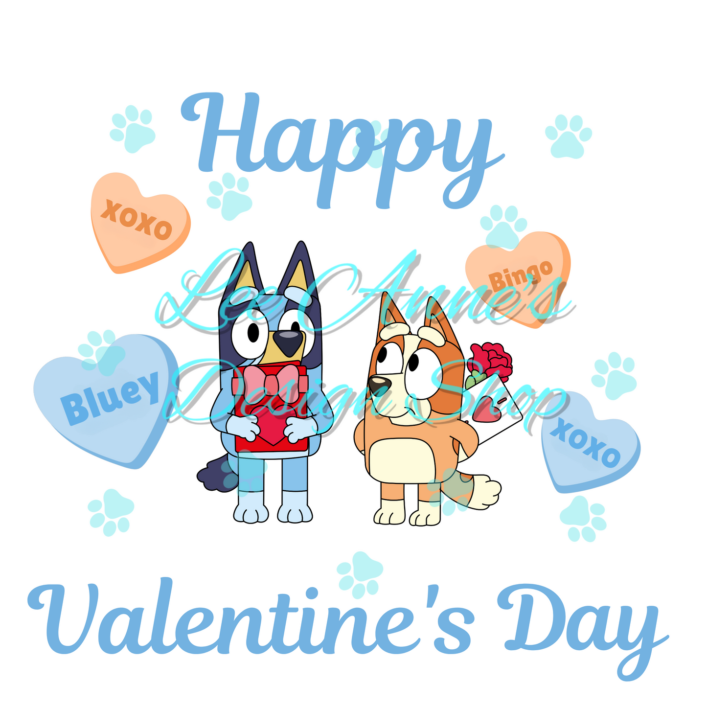 Blue Dog Valentines Sublimation