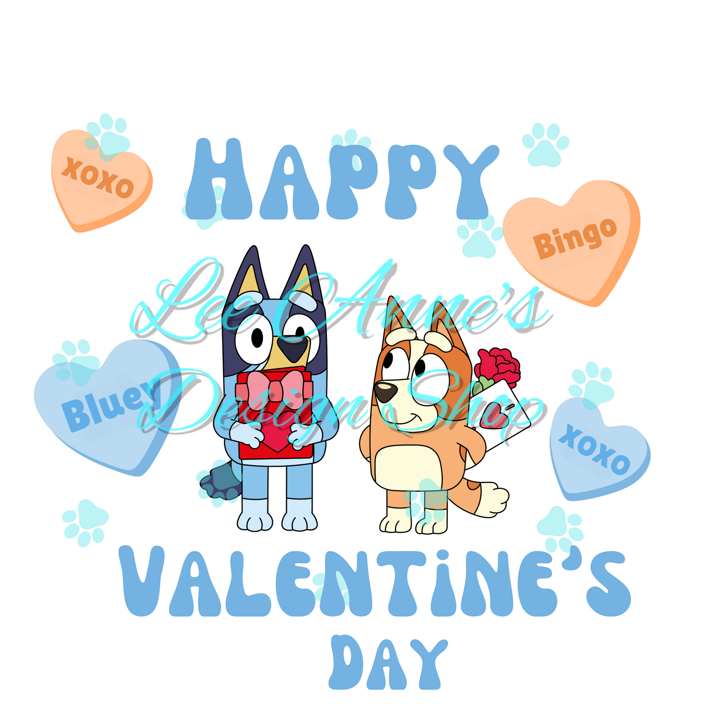 Blue Dog Valentines Sublimation