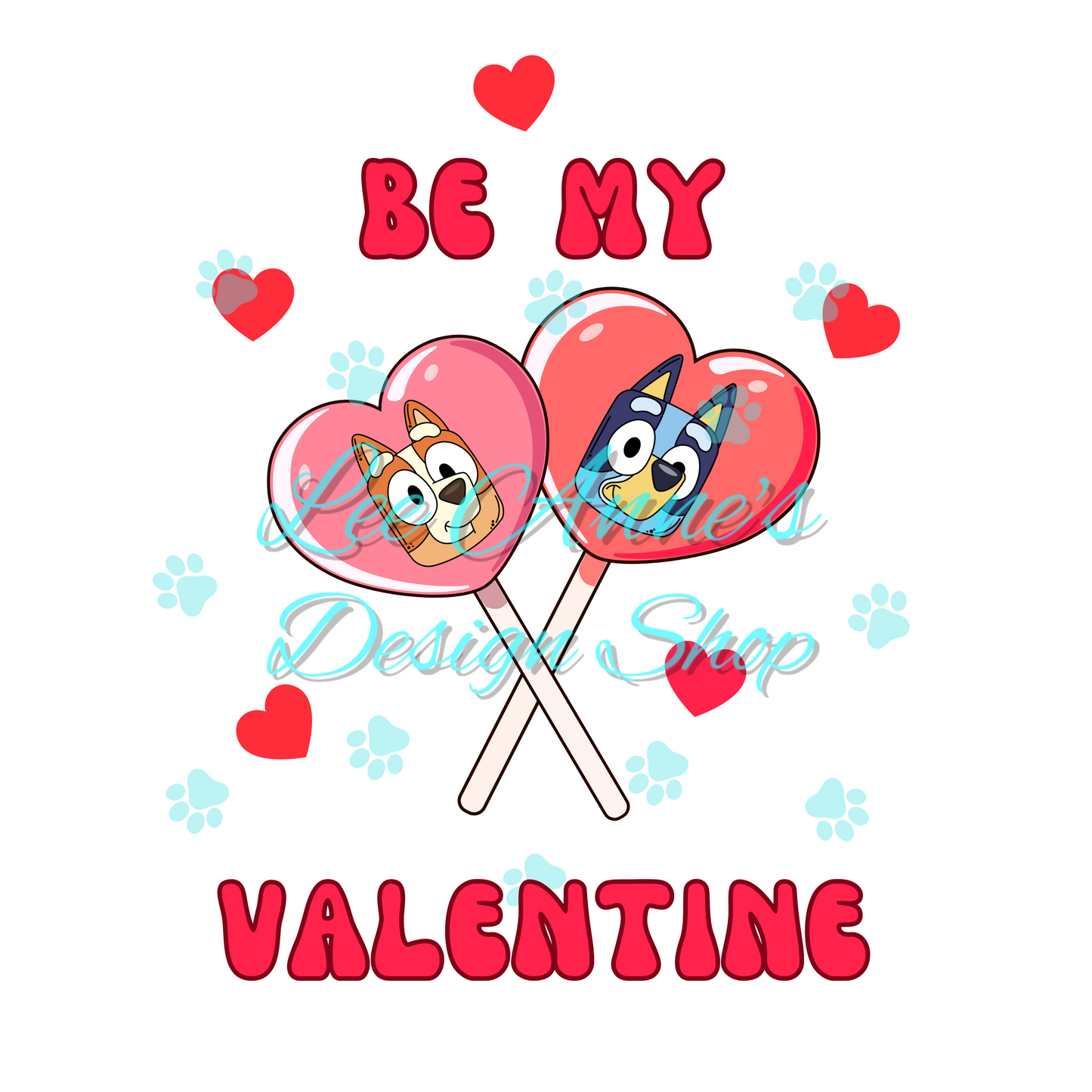Blue Dog Valentines Sublimation