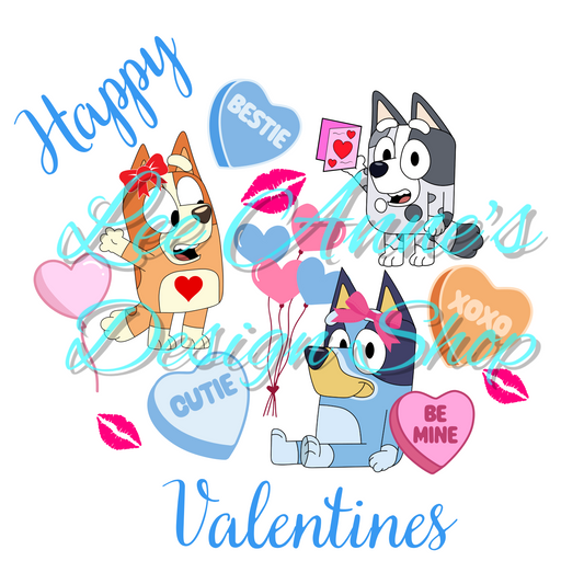 Blue Dog Valentines Sublimation
