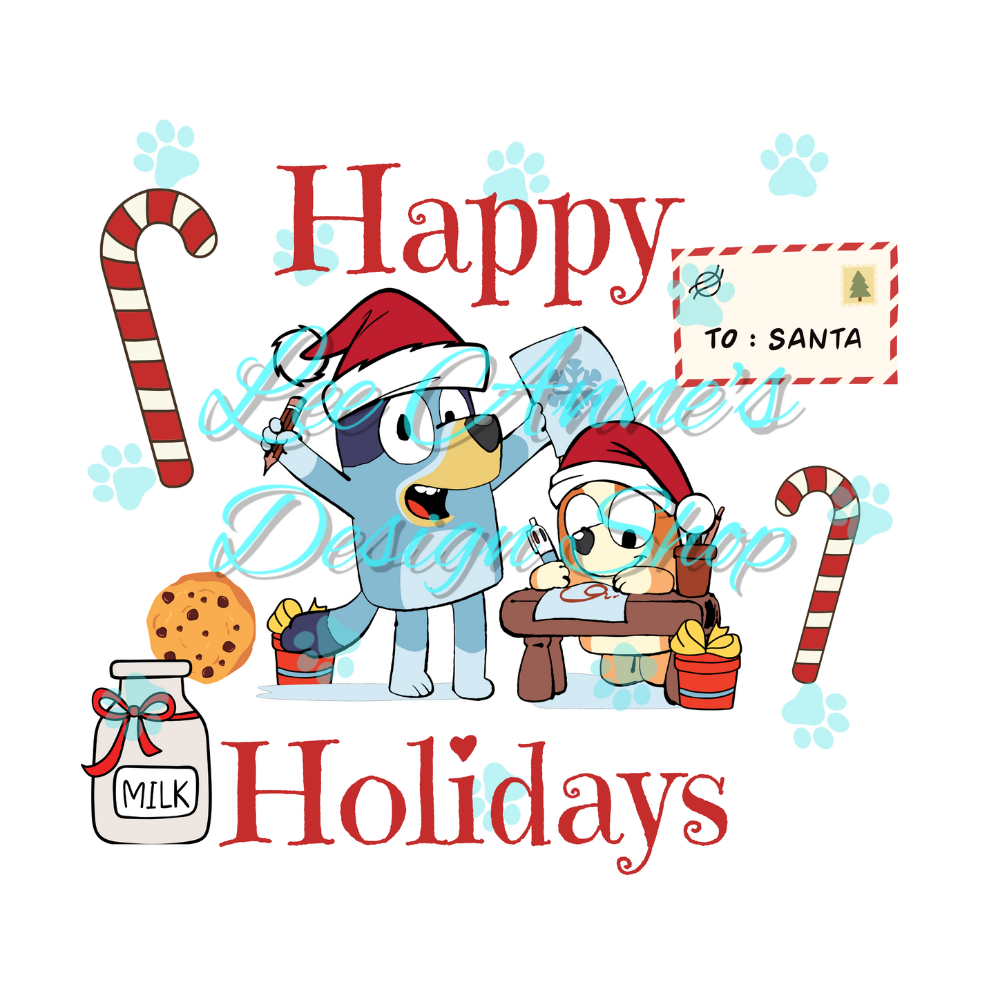 Blue dog Christmas Sublimation