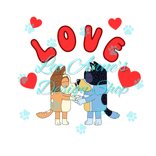 Blue Dog Valentines Sublimation