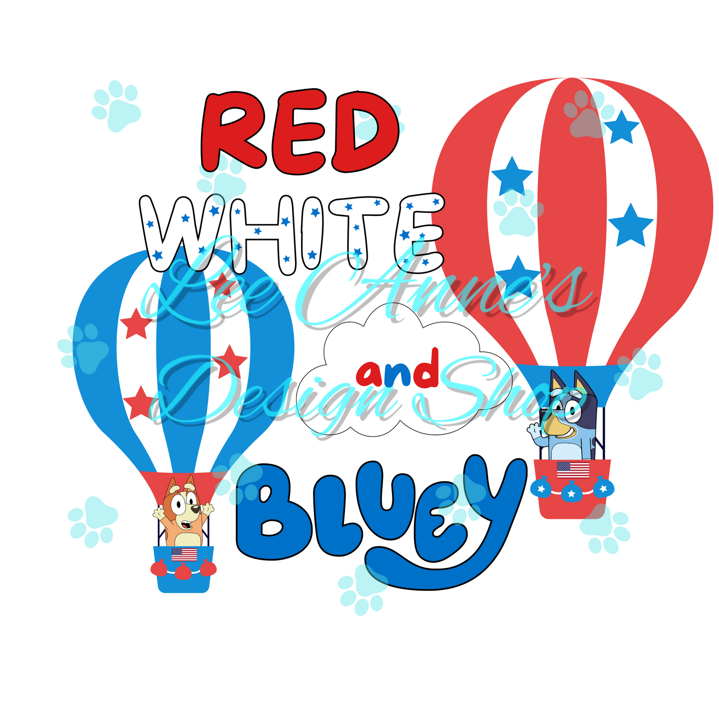 Blue dog Fourth July Sublimation