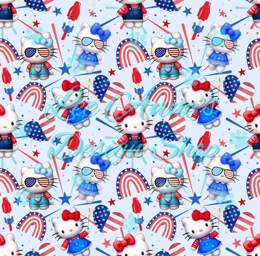 Fourth of July Kitty Seamless