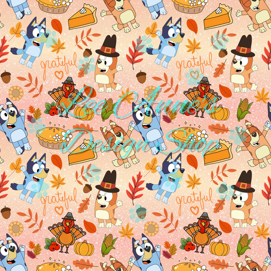 Blue dog Thanksgiving Seamless