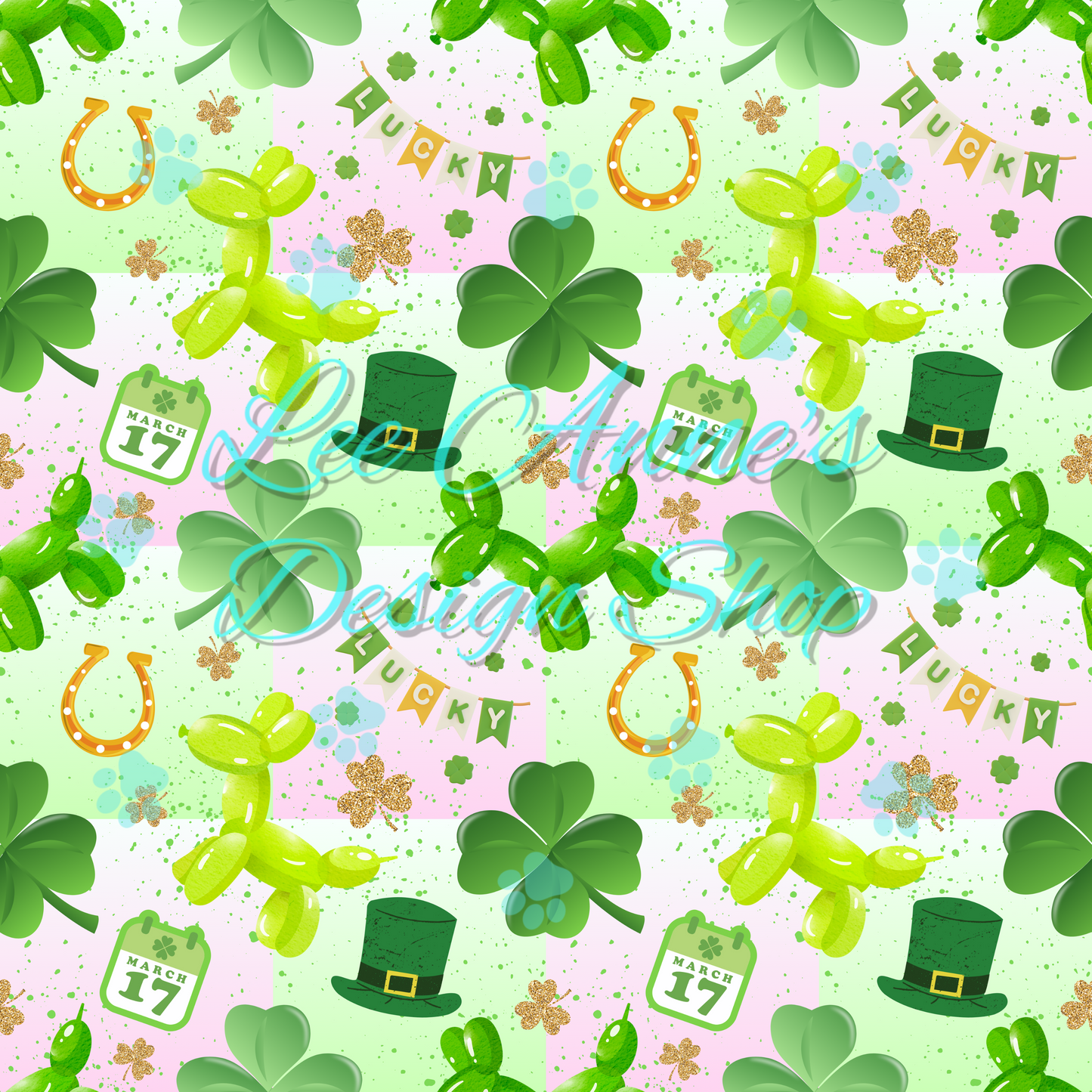 St. Patty Balloon dog Seamless