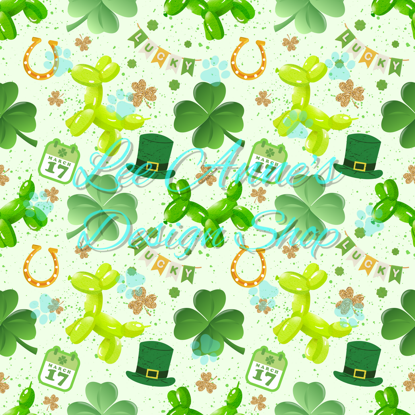 St. Patty Balloon dog Seamless