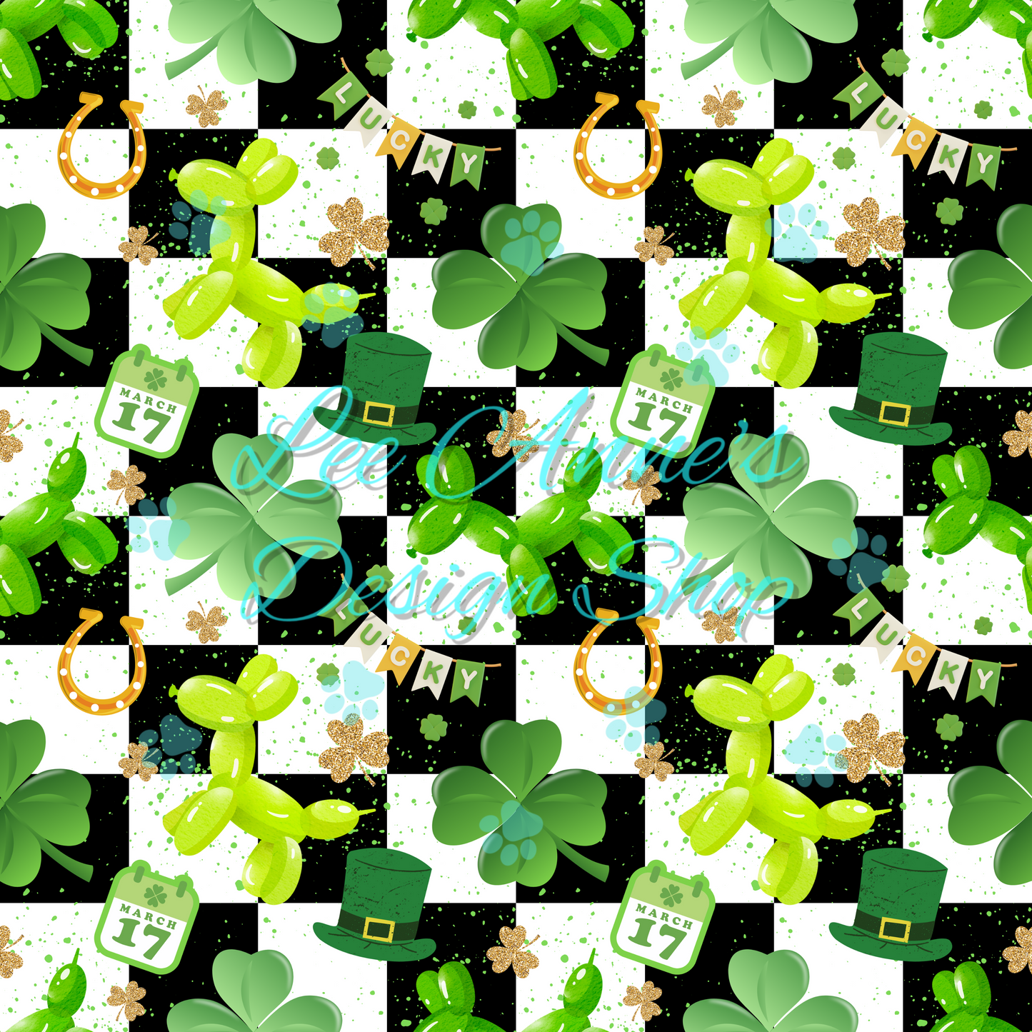 St. Patty Balloon dog Seamless
