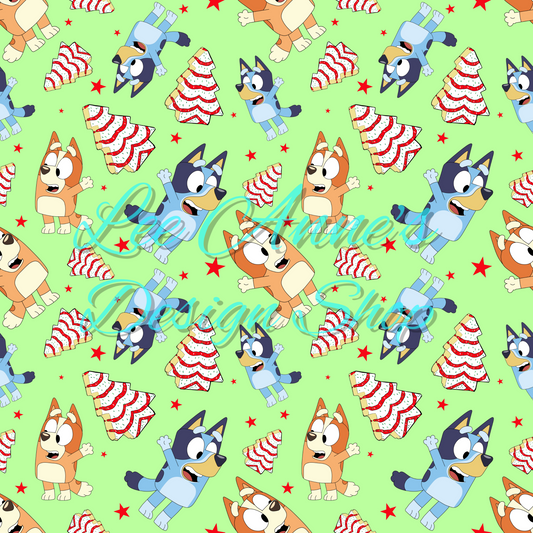 Limited Blue dog Christmas Seamless