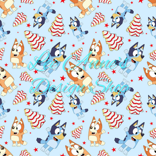 Limited Blue dog Christmas Seamless