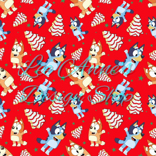Limited Blue dog Christmas Seamless