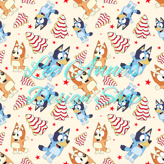 Limited Blue dog Christmas Seamless