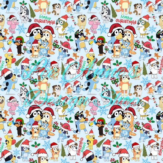 Limited Blue dog Christmas Seamless