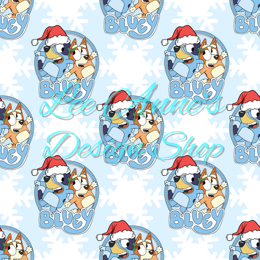 Blue dog Christmas Seamless
