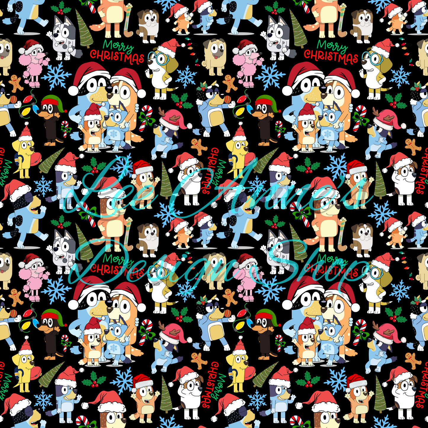 Limited Blue dog Christmas Seamless