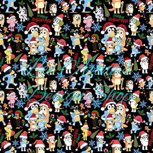 Limited Blue dog Christmas Seamless