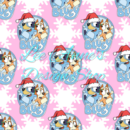 Limited Blue dog Christmas Seamless