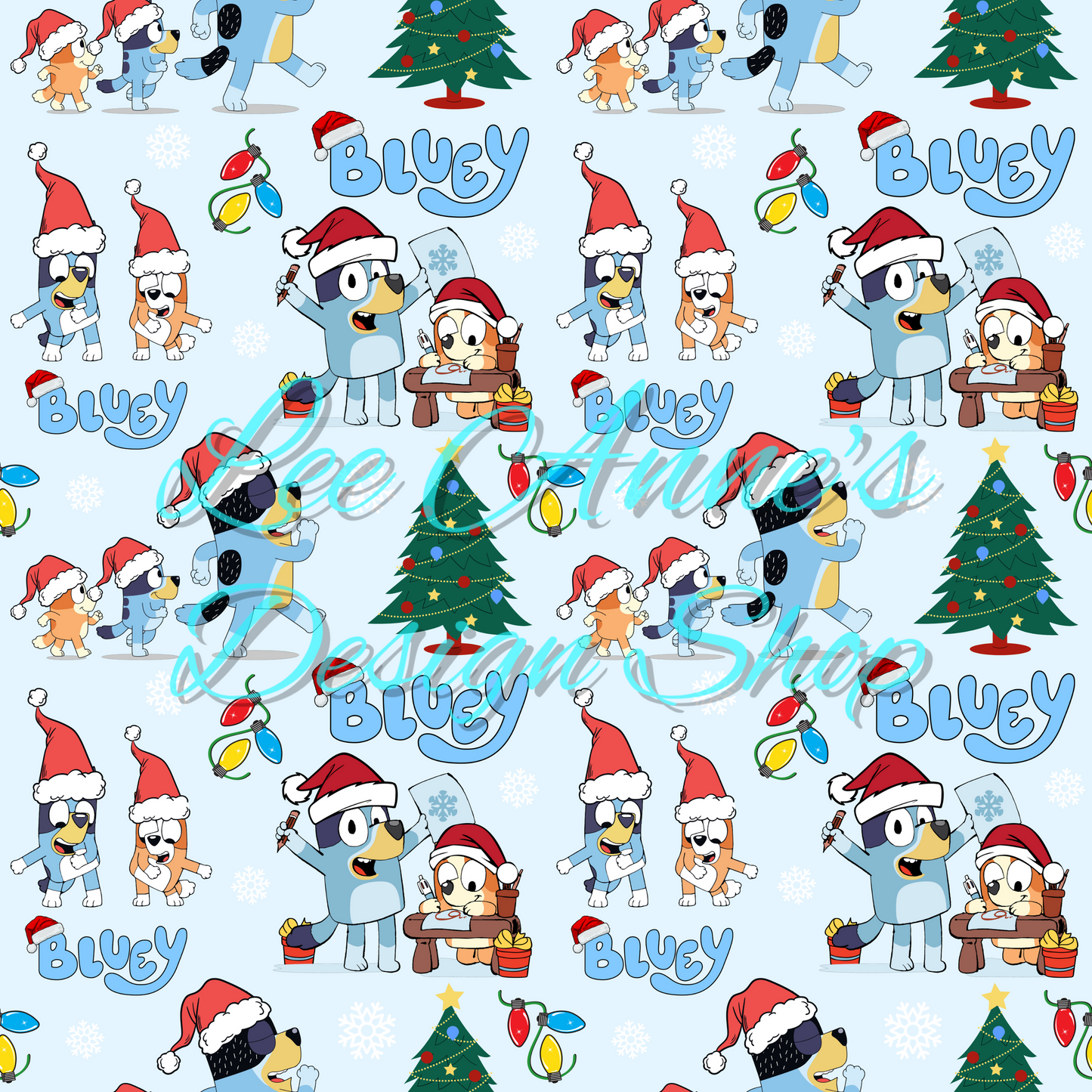 Limited Blue dog Christmas Seamless