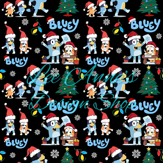 Limited Blue dog Christmas Seamless