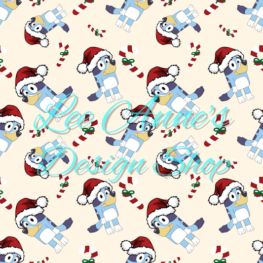 Limited Blue dog Christmas Seamless