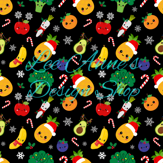 Christmas Dancing Fruit Seamless