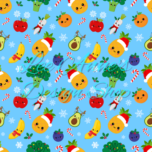 Christmas Dancing Fruit Seamless