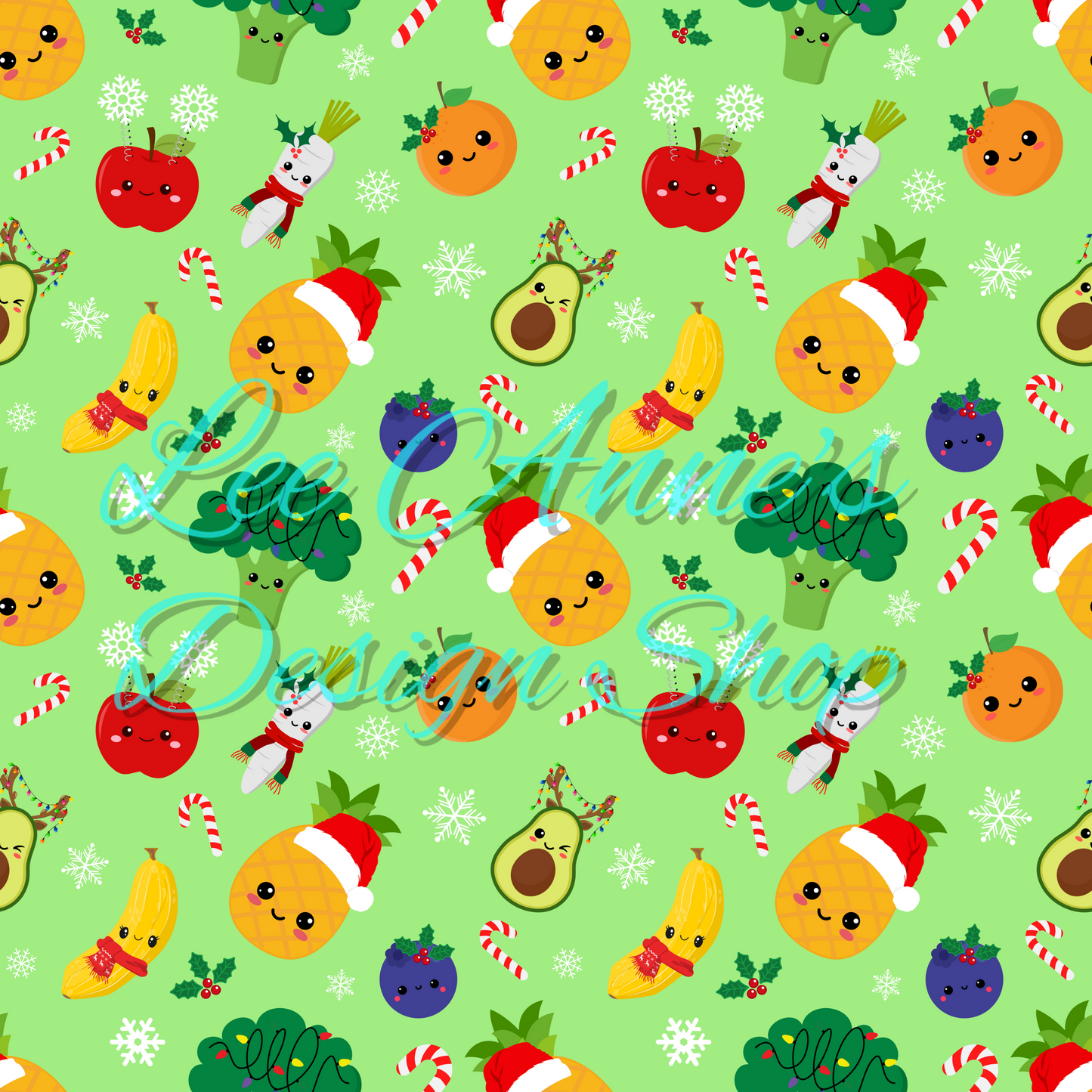Christmas Dancing Fruit Seamless