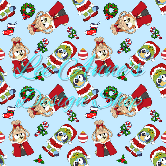 Limited Blue dog Christmas Seamless