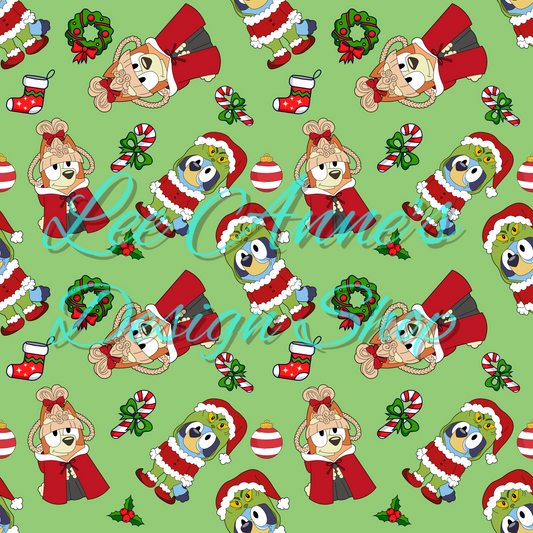 Limited Blue dog Christmas Seamless