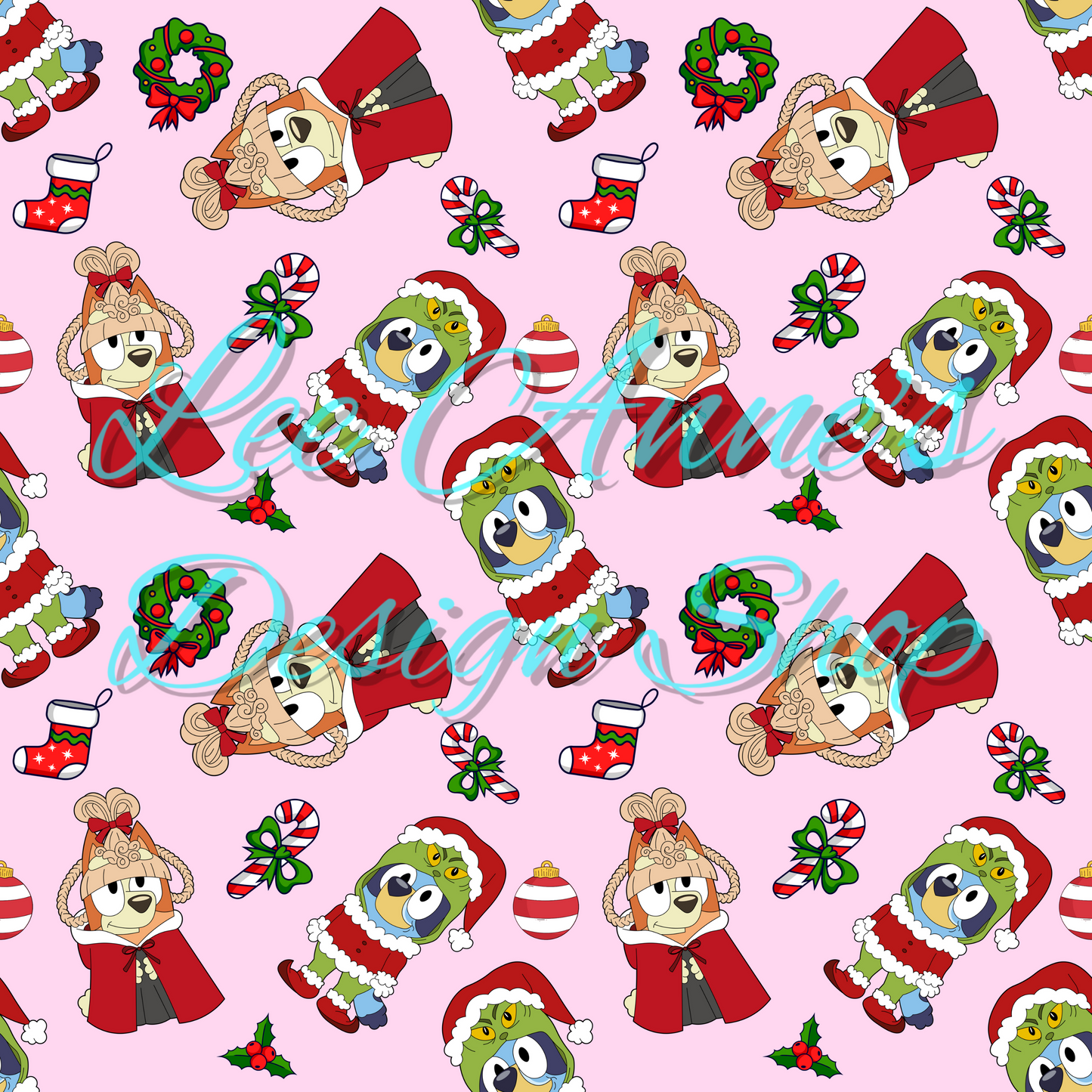 Limited Blue dog Christmas Seamless