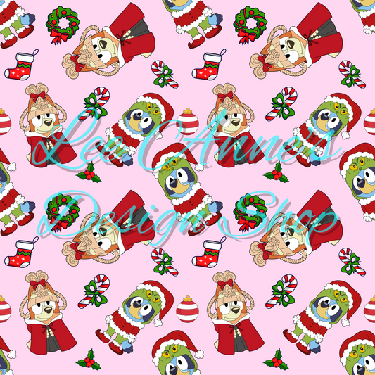 Limited Blue dog Christmas Seamless