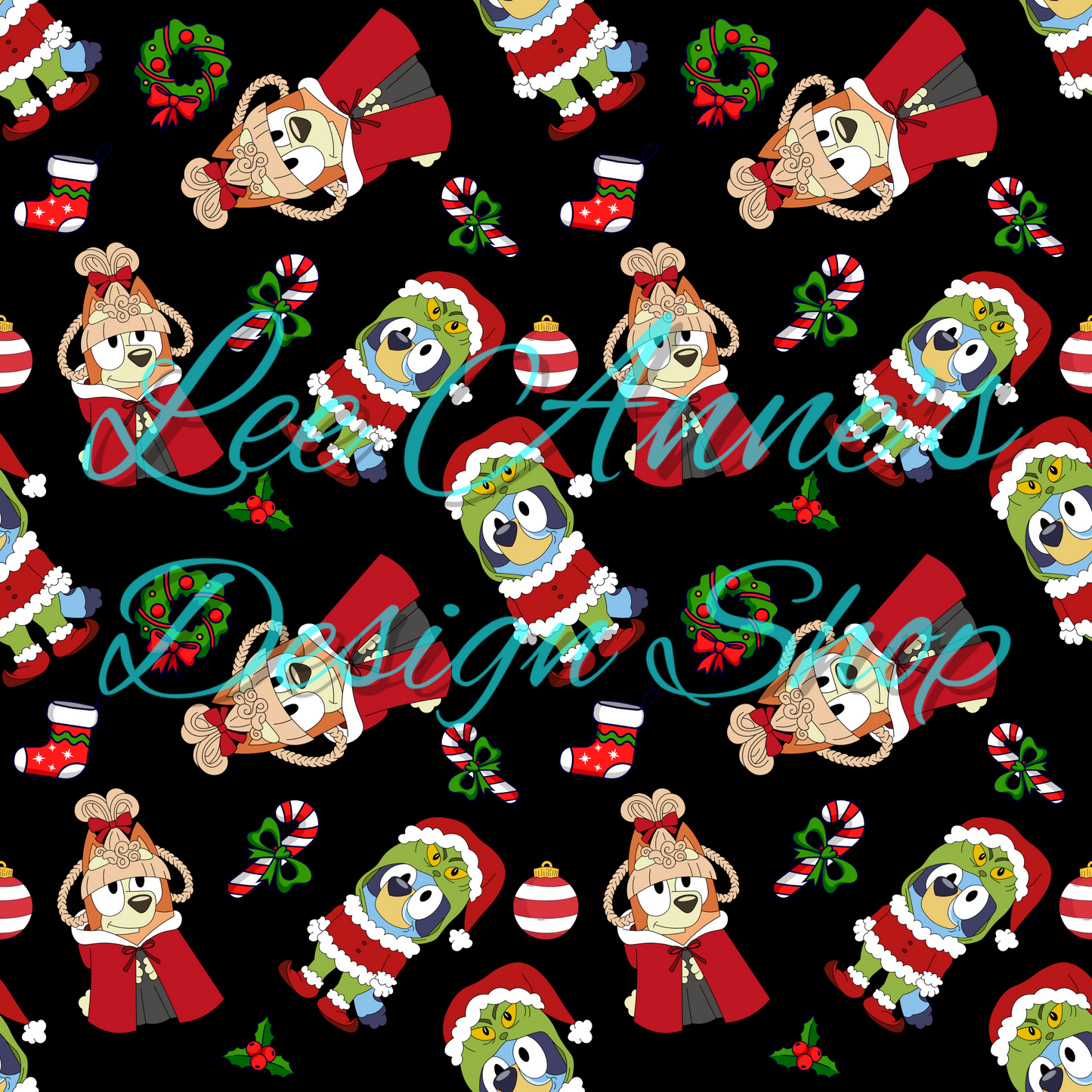 Limited Blue dog Christmas Seamless