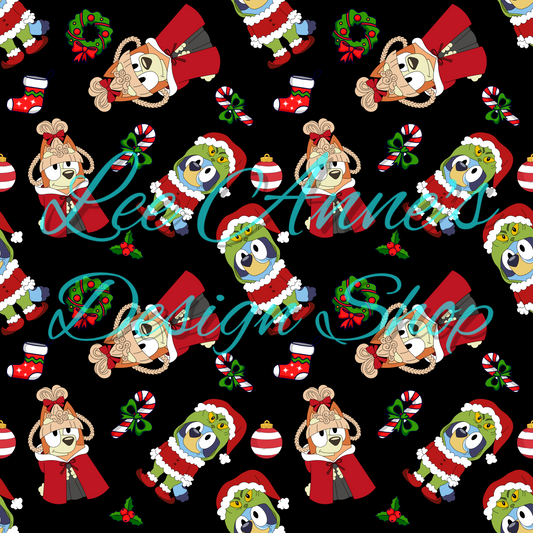 Limited Blue dog Christmas Seamless