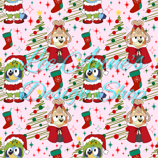 Limited Blue dog Christmas Seamless