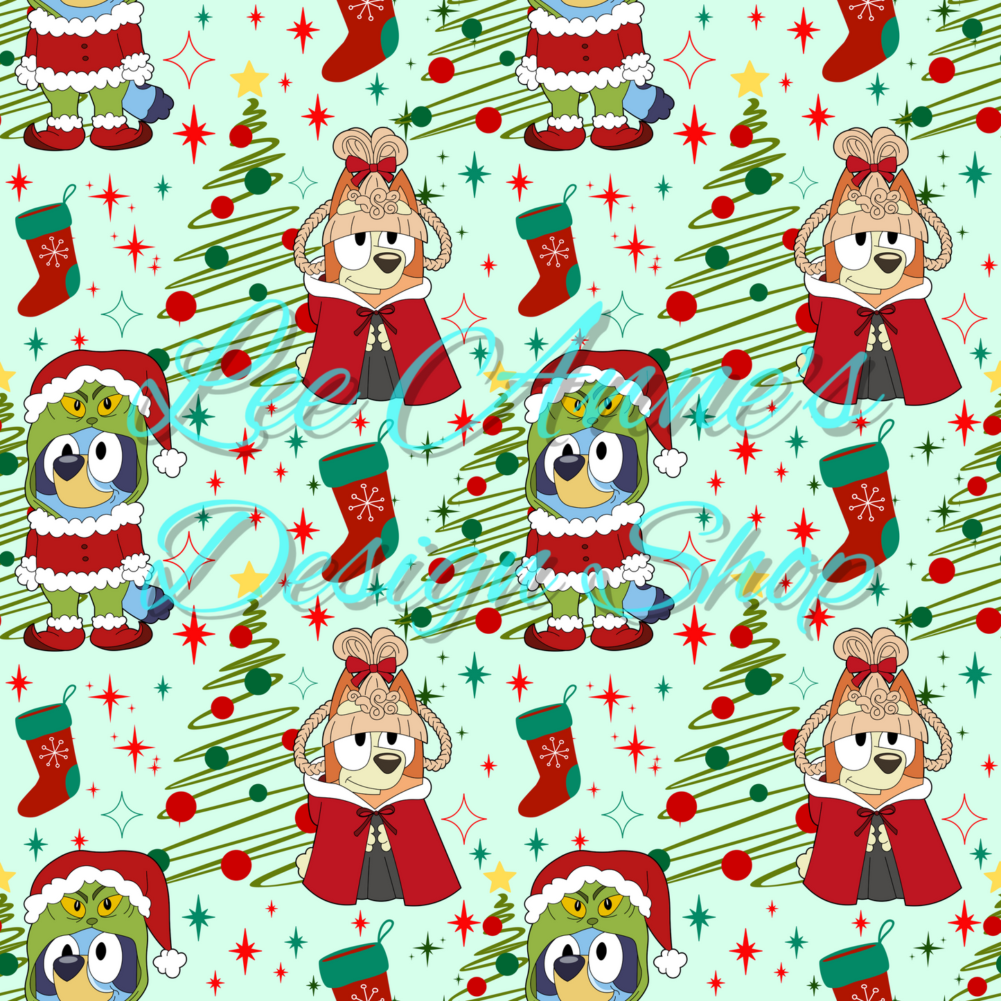 Limited Blue dog Christmas Seamless