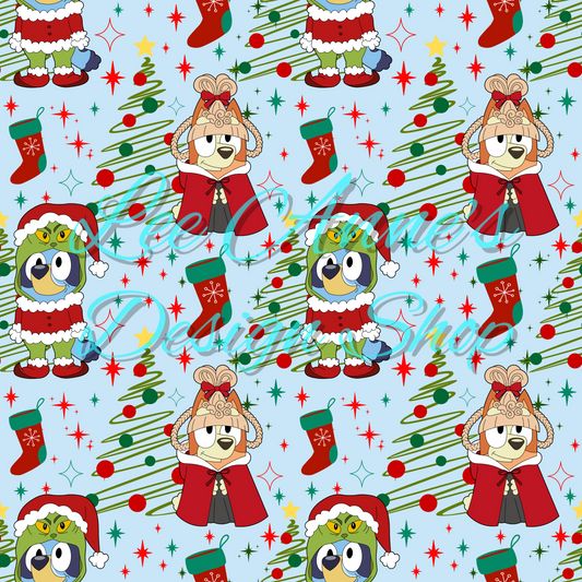 Limited Blue dog Christmas Seamless