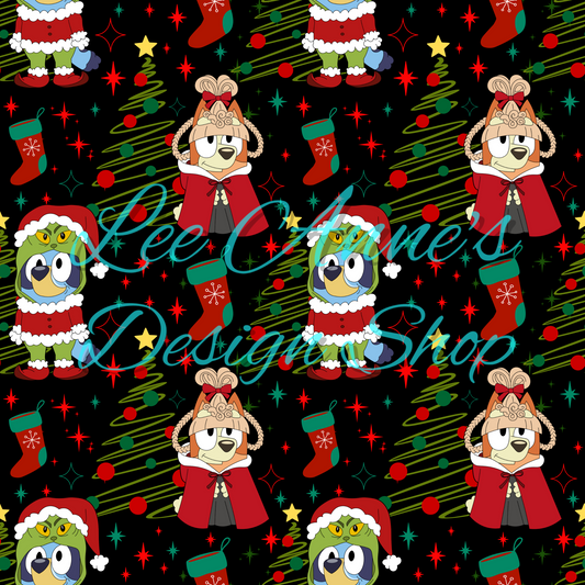 Limited Blue dog Christmas Seamless